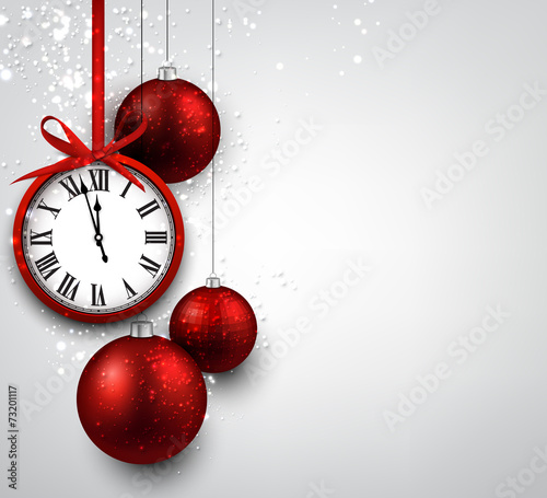 New year background with red christmas balls.