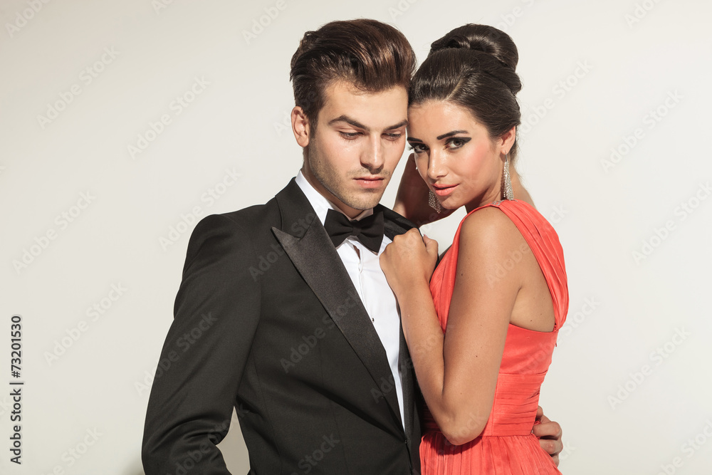 Close up picture of a young elegant couple embracing Close up picture of a young elegant couple embracing