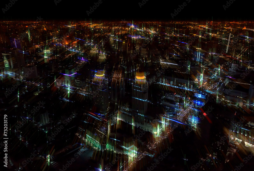Blurred abstract background city nigh tview