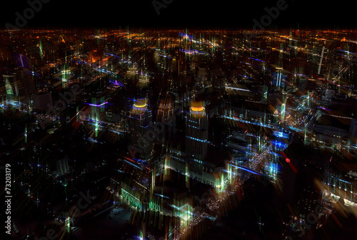 Blurred abstract background city nigh tview