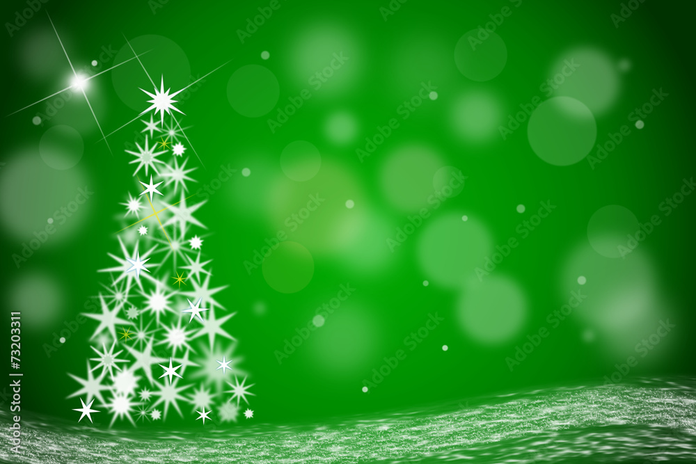 Christbaum mit Sternen, grün, Illustration #1 Christbaum mit Sternen, grün, Illustration #1