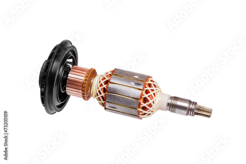 Electric motor rotor isolated white background