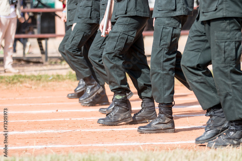 Soldiers march in formation