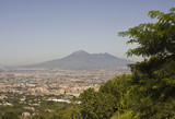 Landscape view of the Vesuvio, with Naples cityscape below