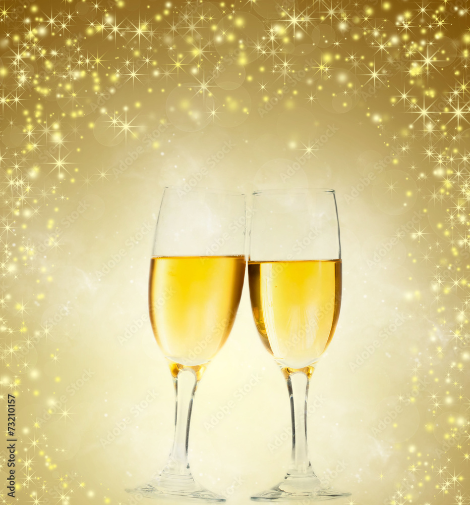 Glasses with champagne against fireworks Glasses with champagne against fireworks