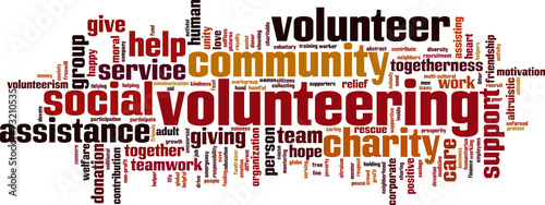 Volunteering word cloud concept. Vector illustration