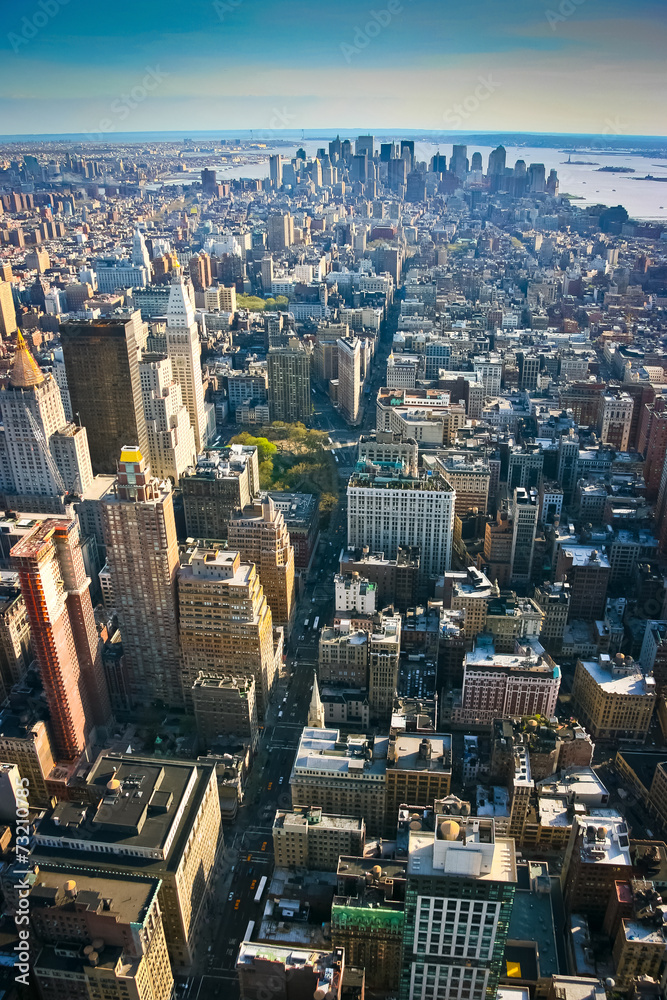 Fototapeta premium Aerial view over Lower Manhattan New York