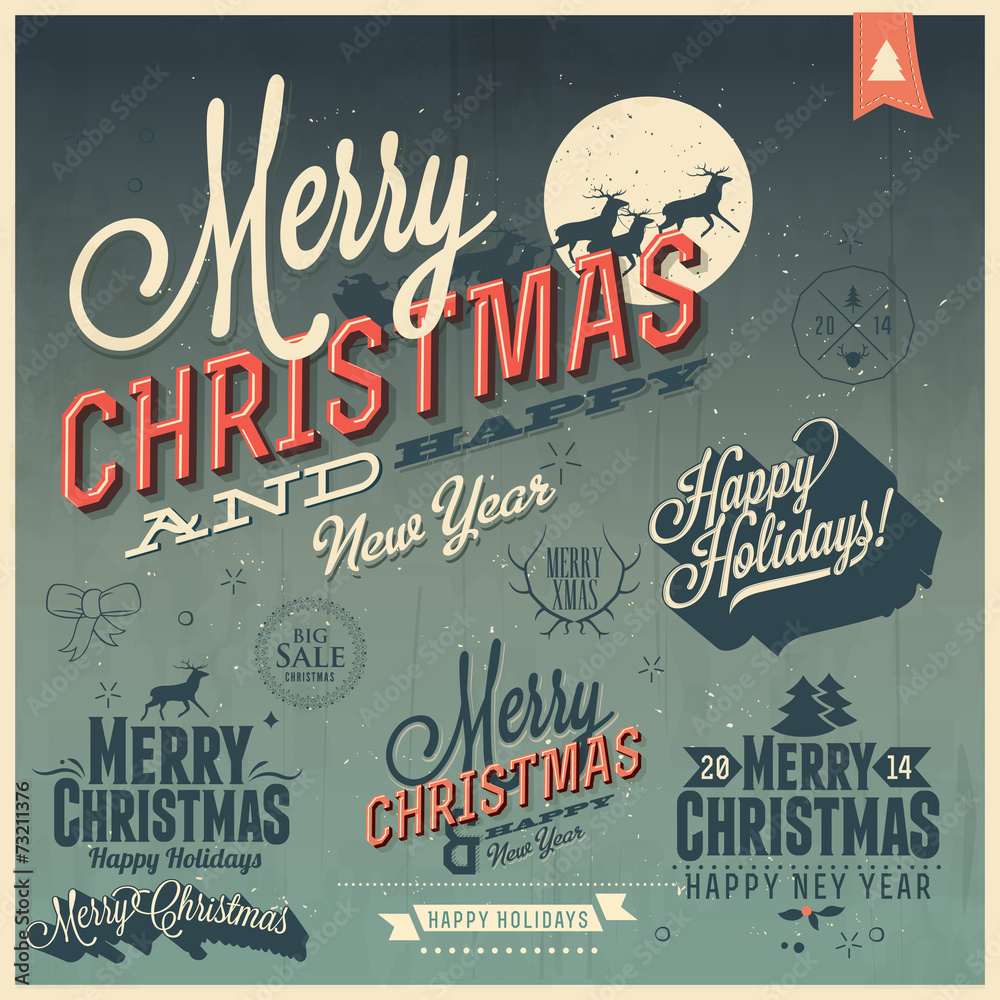 merry Christmas and Happy New Year Vintage background