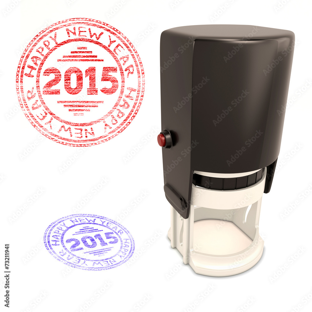 Plastic stamp with the text Happy new year 2015 isolated on whit Plastic stamp with the text Happy new year 2015 isolated on whit