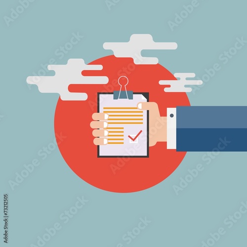 Businessman holding evaluation card