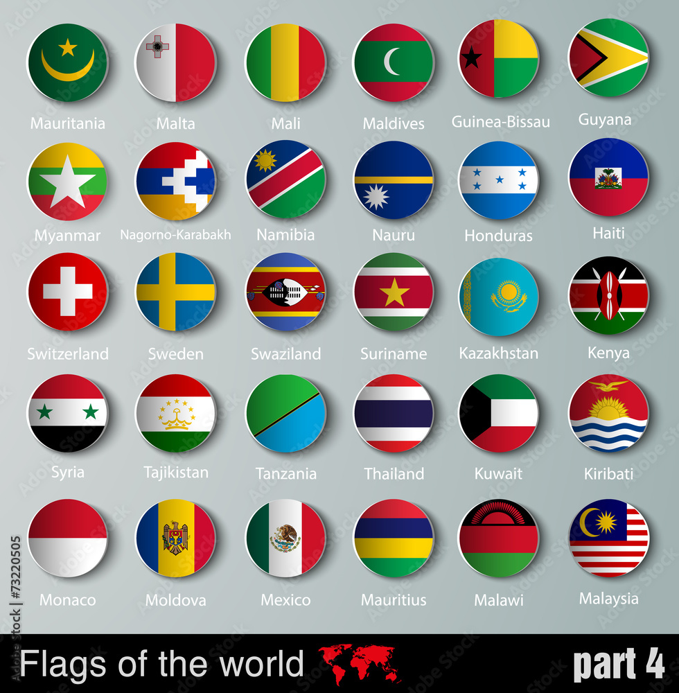 Flags of all countries with shadows Flags of all countries with shadows