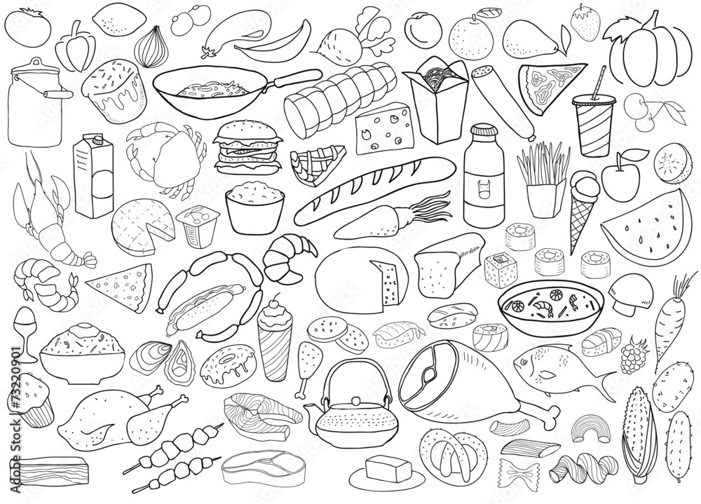 Hand drawn food vector collection