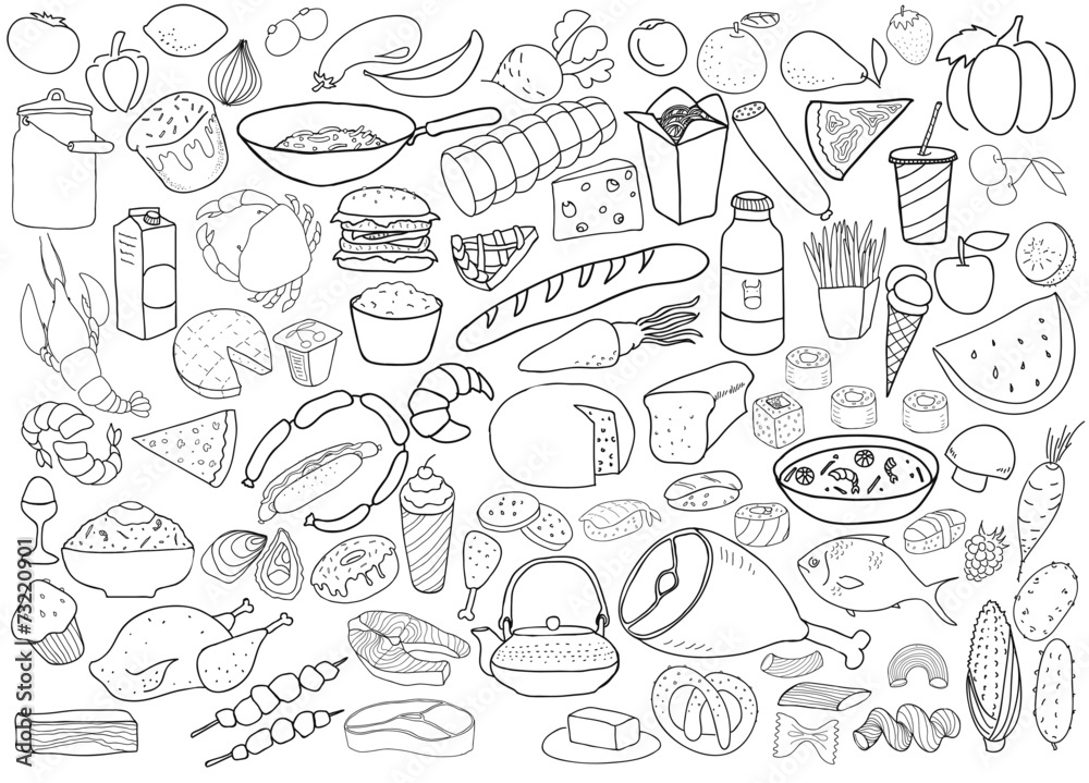 Hand drawn food vector collection Hand drawn food vector collection