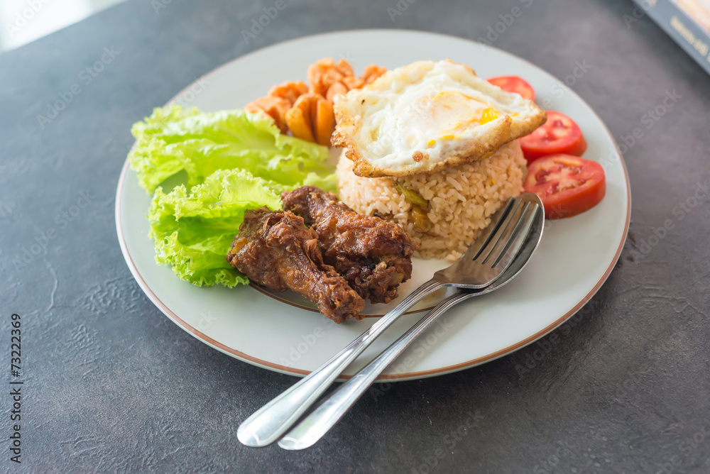American style breakfast set, fried rice American style breakfast set, fried rice
