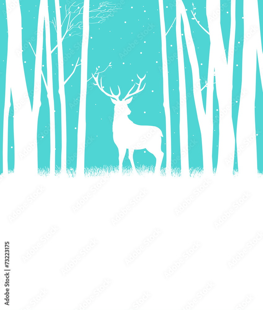 Obraz premium Silhouette of a reindeer in woods for Christmas theme