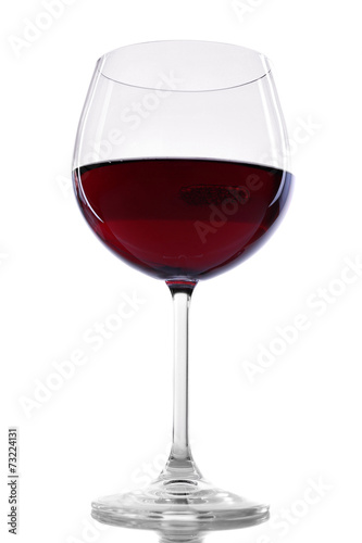 Red wine glass of wine isolated on white