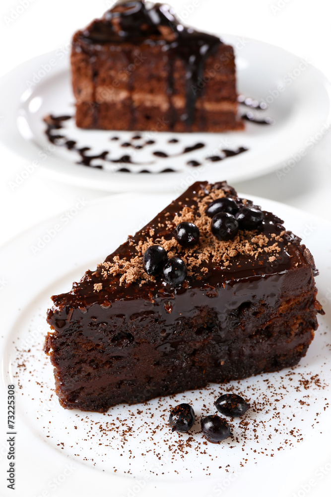 Yummy chocolate cake, close-up Yummy chocolate cake, close-up