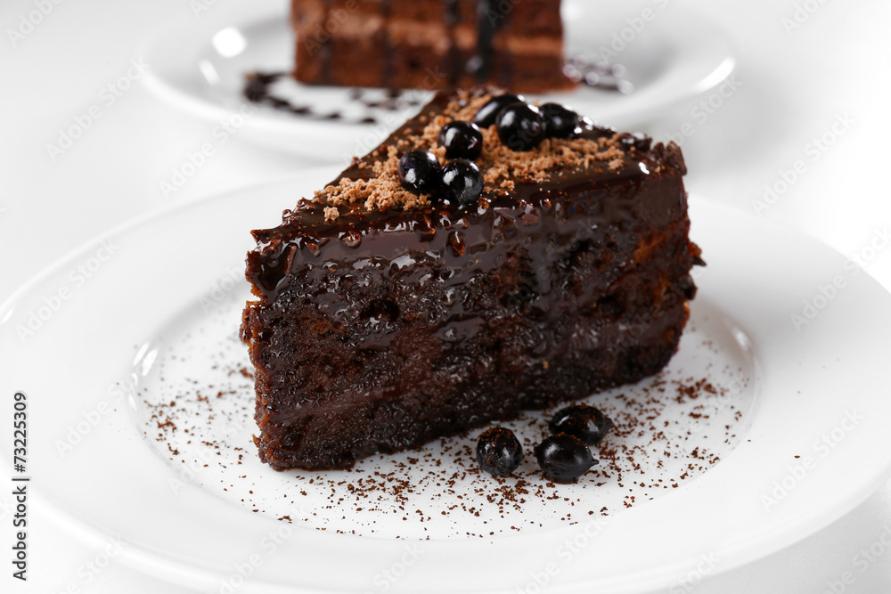 Yummy chocolate cake, close-up Yummy chocolate cake, close-up