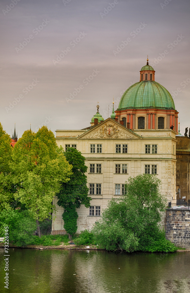 The building on the banks of the Vltava River. Prague. Czech Rep