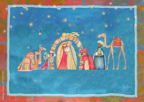 Christian Christmas Nativity scene with the three wise men