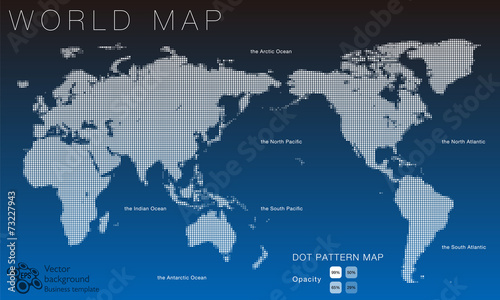 Fototapeta Naklejka Na Ścianę i Meble -  World Map #Vector Illustration, White Dot Pattern