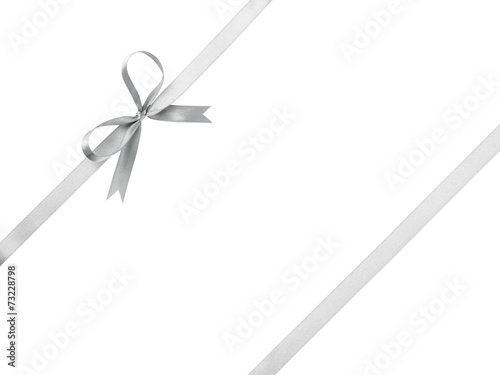 silver ribbon with bow for packaging photo