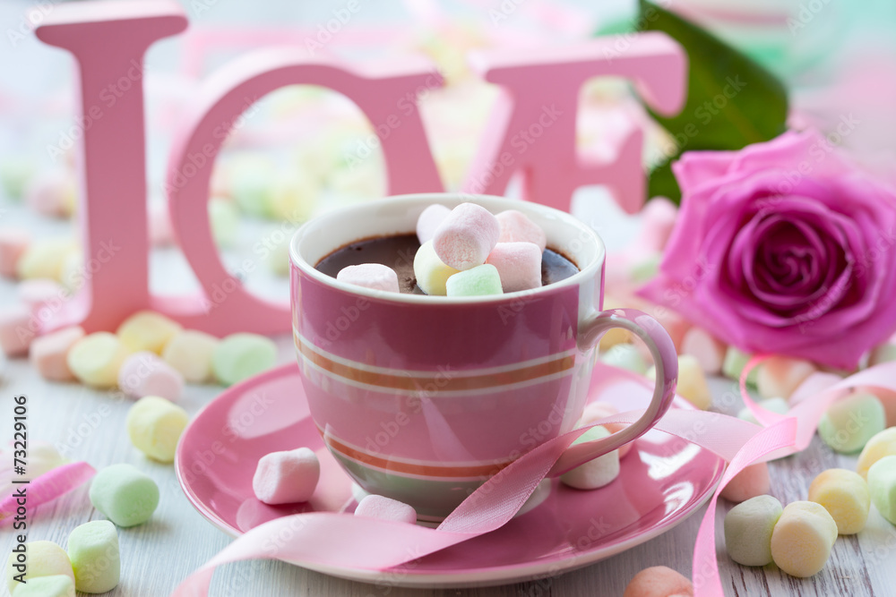 Hot chocolate and marshmallow