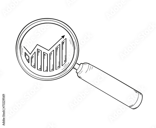 magnifying glass and chart with arrow