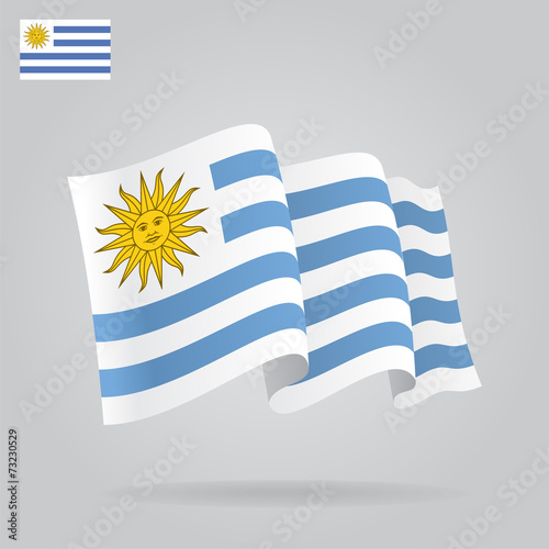 Flat and waving Uruguayan Flag. Vector photo