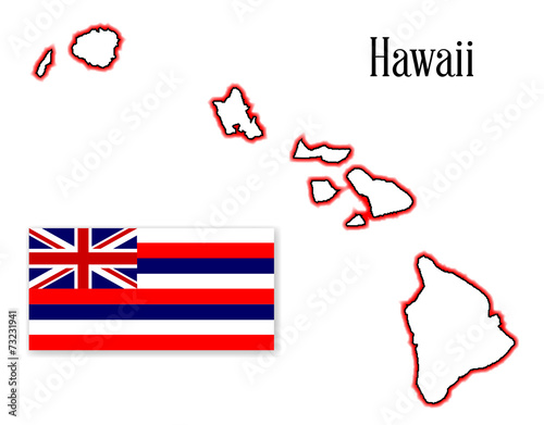 Hawaii State Map and Flag