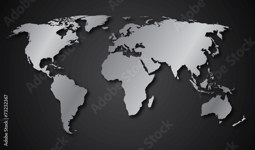 World map continents gray gradient