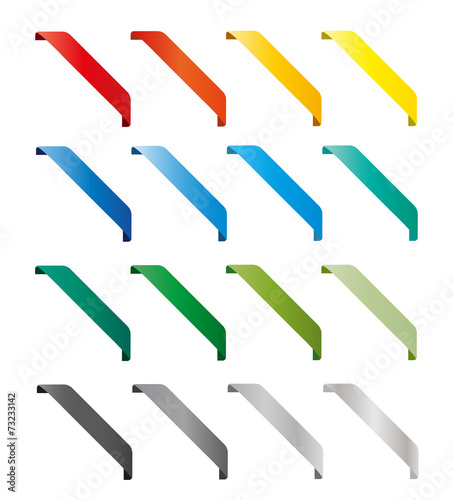 Set of isolated colorful ribbons. Round corners