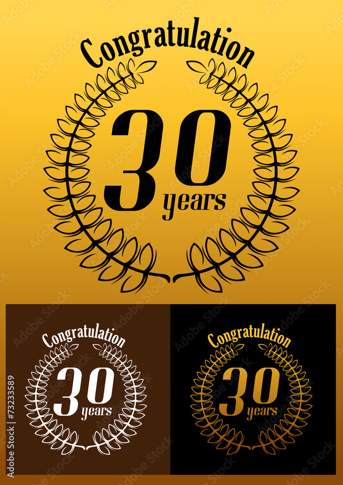 Naklejka premium Congratulations 30 Year anniversary wreath