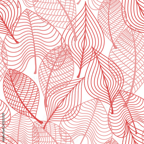 Autumnal stylized leaf seamless pattern