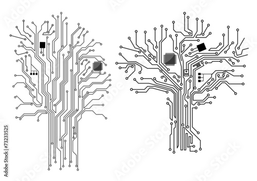 Computer tree with chip and motherboard