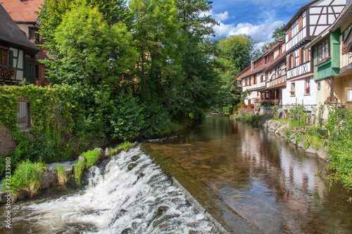 Maisons au bord de la Weiss à Kaysersberg, Haut Rhin, Alsace