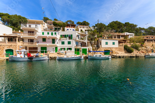 Boats anchored in port of fishing village Cala Figuera, Majorca