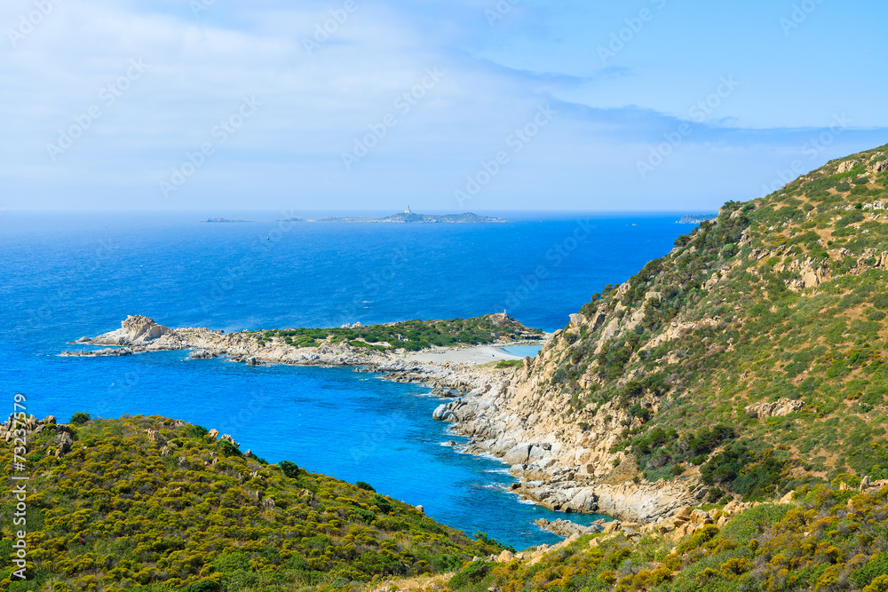 View of Punta Molentis bay, Sardinia island, Italy