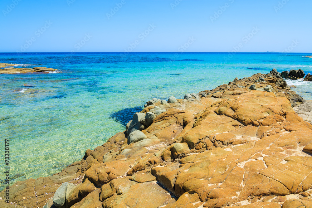 Peppino beach and crystal clear turquoise sea, Sardinia island Peppino beach and crystal clear turquoise sea, Sardinia island