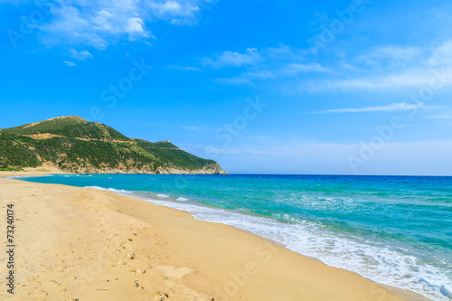 Fototapeta Naklejka Na Ścianę i Meble -  Beautiful Capo Boi beach and blue sea, Sardinia island, Italy