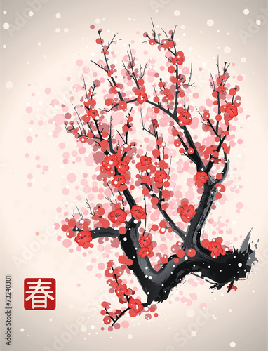 Vector. Blossom tree branch.
