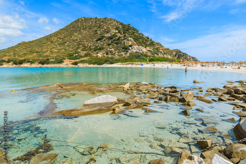 Beautiful beach at Punta Molentis bay, Sardinia island