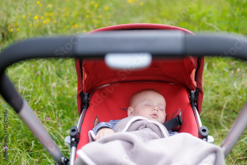 Baby sleeping in stroller