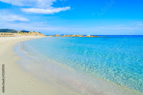 Beautiful Villasimius beach and azure sea water, Sardinia island photo