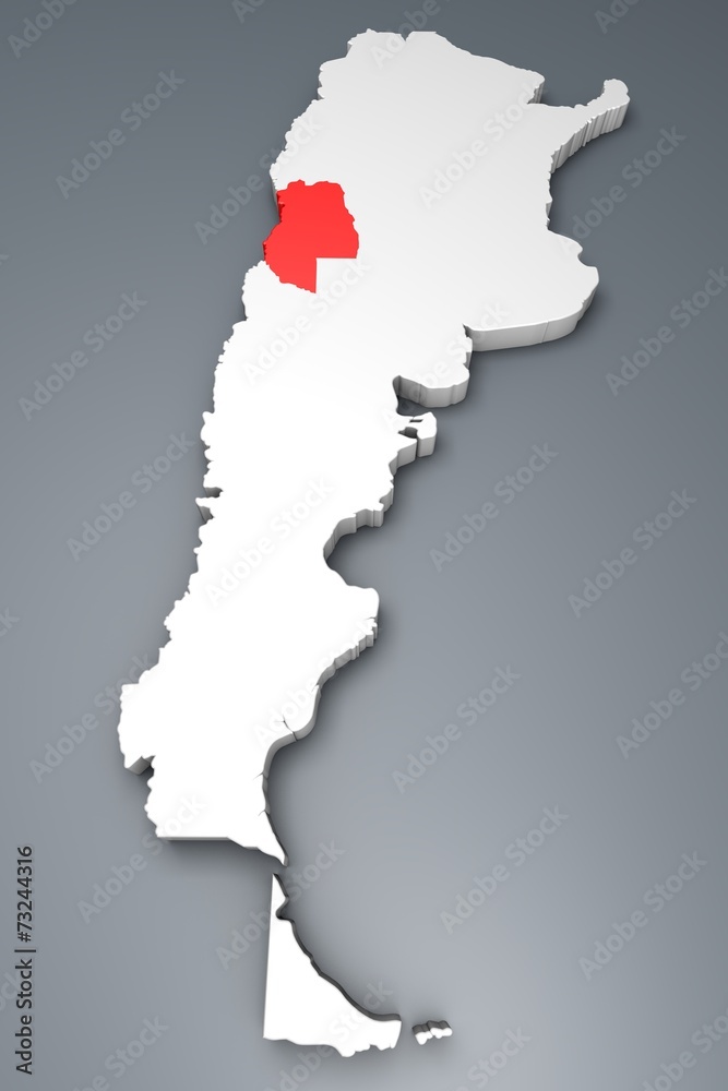 Mendoza provincia Argentina mappa 3d