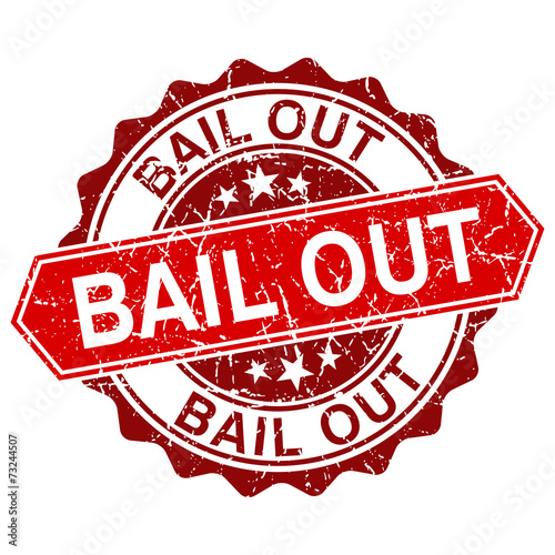 Bail out red vintage stamp isolated on white background
