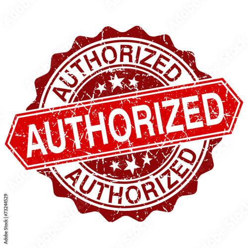 Authorized red vintage stamp isolated on white background
