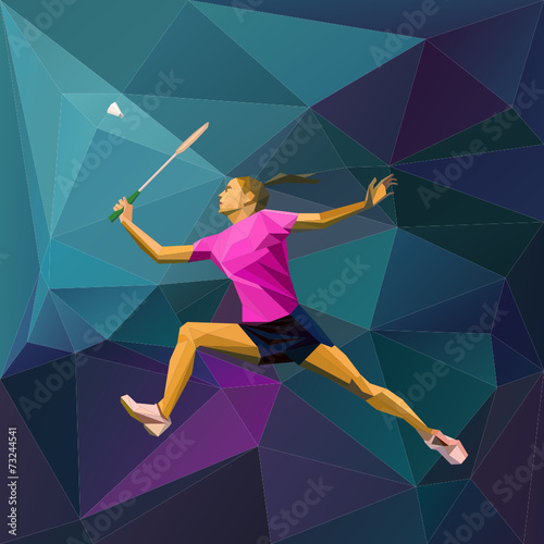 Abstract triangle style female badminton player