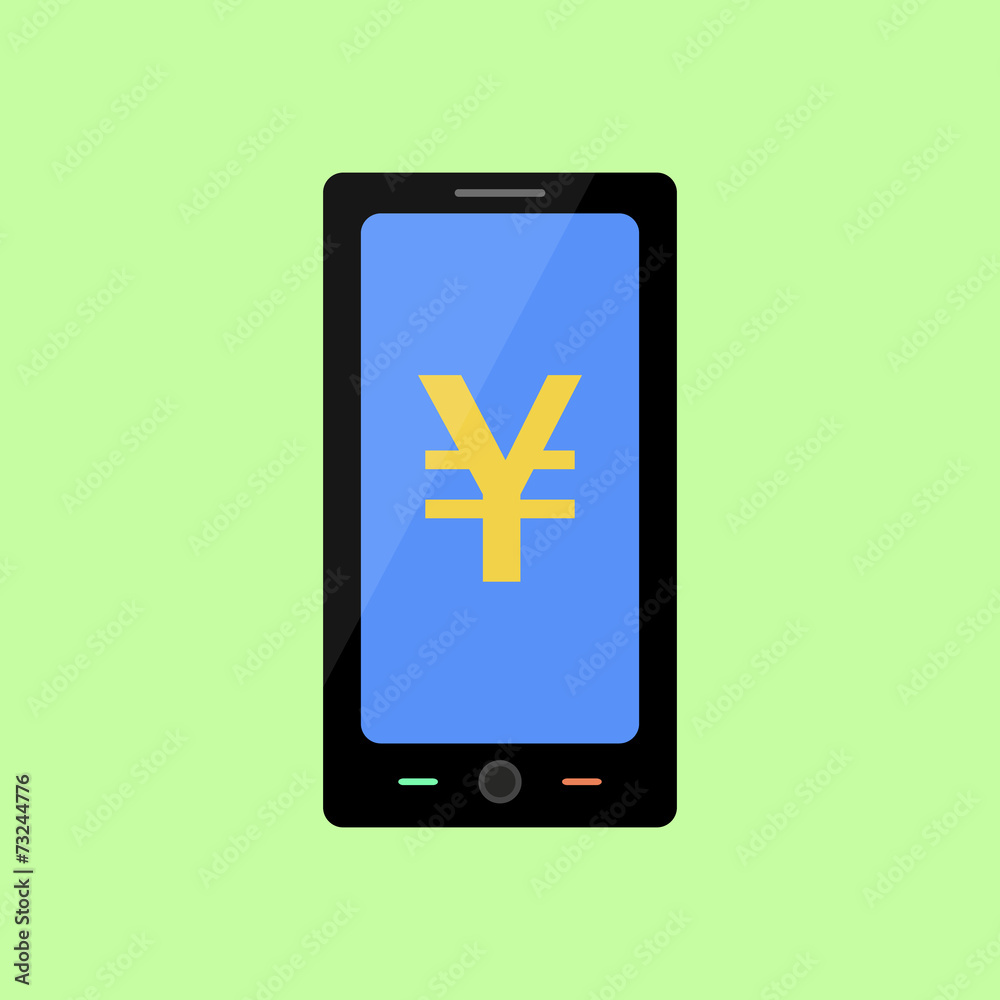 Flat style smart phone with yen