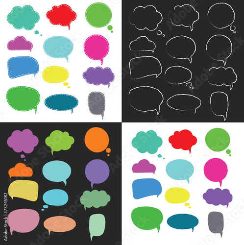 Hand-drawn colorful speech bubbles